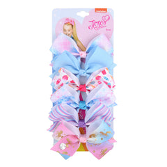 6pcs Unicorn Rainbow Ribbon Bow Hair Clips Set Princess Hair Accessories