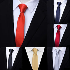 Men's Slim Zip Up Neck Tie Solid Casual Business Wedding