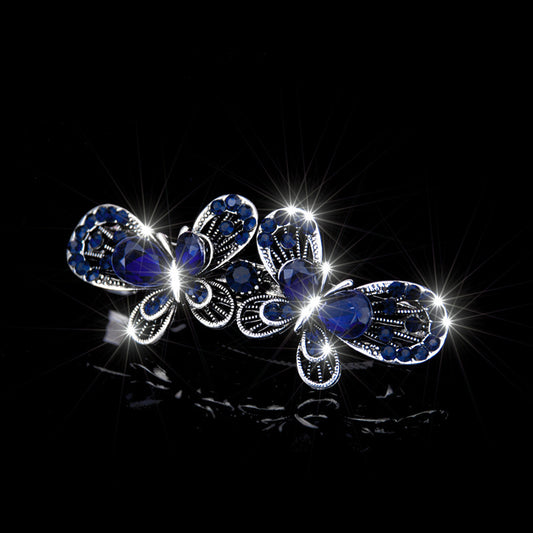 Crystal Decor Hair Clip French Barrette Vintage Headwear Non Slip Accessory