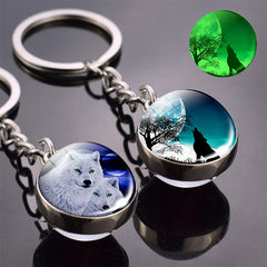 Wolf Head Ornament Glowing Keychain Animal Glass Ball Pendant