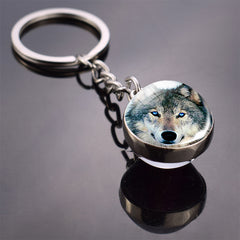Wolf Head Ornament Glowing Keychain Animal Glass Ball Pendant