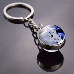 Wolf Head Ornament Glowing Keychain Animal Glass Ball Pendant