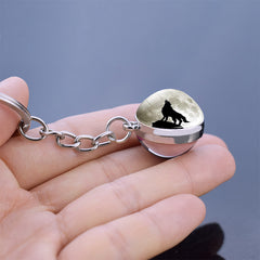Wolf Head Ornament Glowing Keychain Animal Glass Ball Pendant