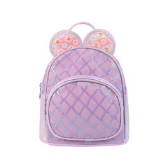 Kids Rhombus Cartoon Backpack PU Leather School Bag