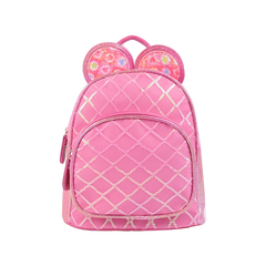 Kids Rhombus Cartoon Backpack PU Leather School Bag