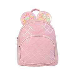 Kids Rhombus Cartoon Backpack PU Leather School Bag