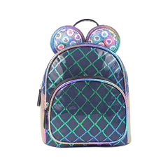 Girls Rhombus Sequin Backpack with Ears Kindergarten School Bag