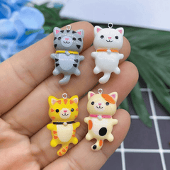 10Pcs 3D Small Cat Charm Pendant Resin Accessories Earrings Keychain Bracelet