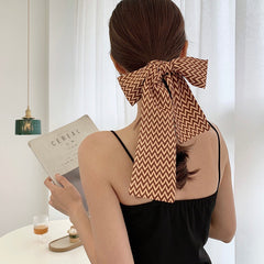 Vintage Print Skinny Silk Hair Ribbon Double Layer Neckerchief