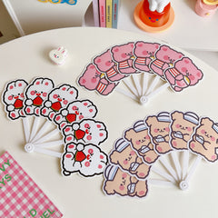 Cartoon Animal Mini Portable Round Folding Fan for Summer Hand Carry