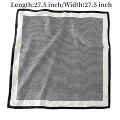 Houndstooth Print Silk Scarf Bandana Neckerchief Head Wrap Hair Accessory