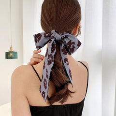 Vintage Print Skinny Silk Hair Ribbon Double Layer Neckerchief
