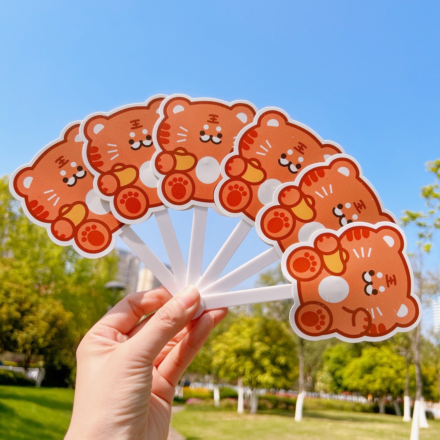 Cartoon Animal Mini Portable Round Folding Fan for Summer Hand Carry