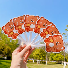 Cartoon Animal Mini Portable Round Folding Fan for Summer Hand Carry