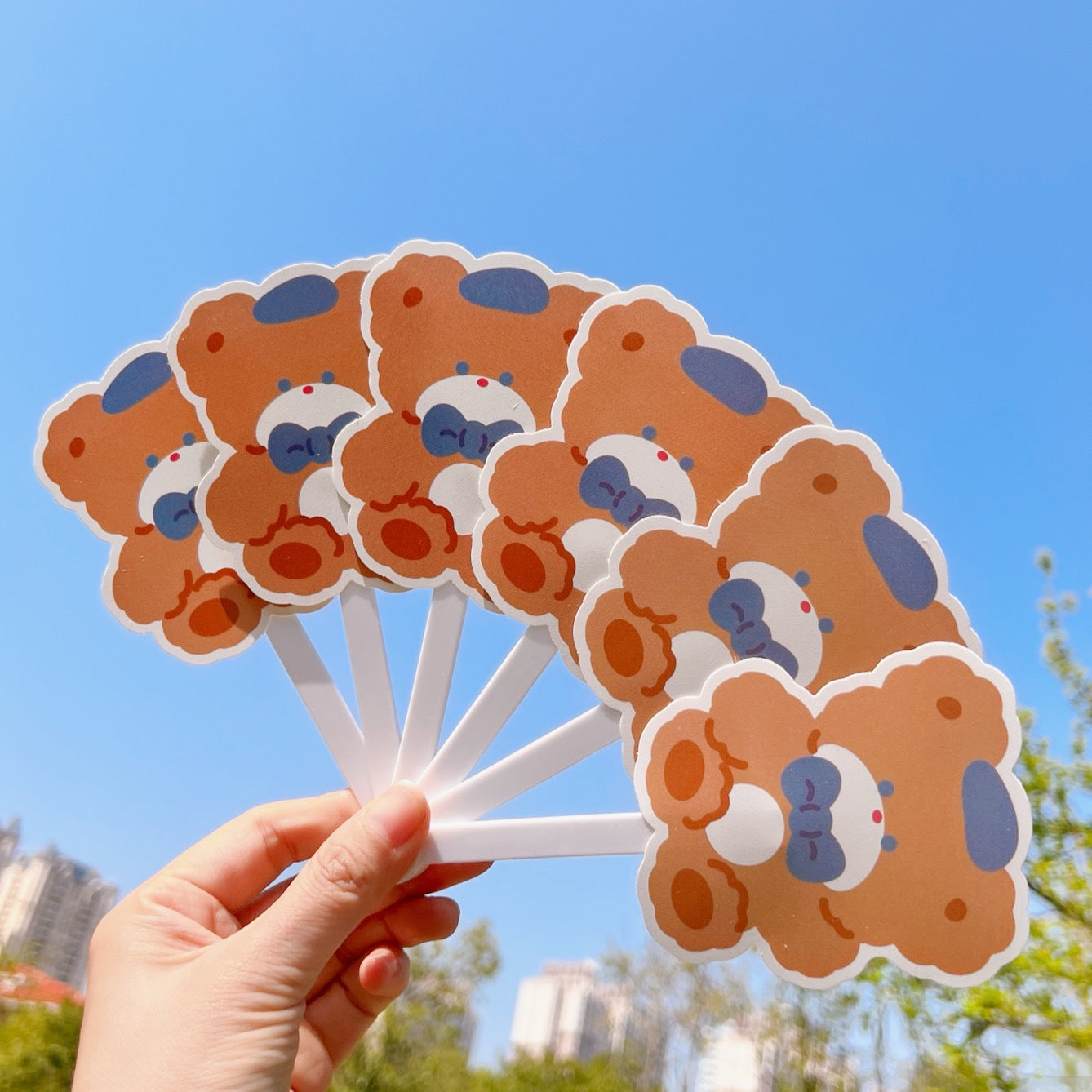 Cartoon Animal Mini Portable Round Folding Fan for Summer Hand Carry