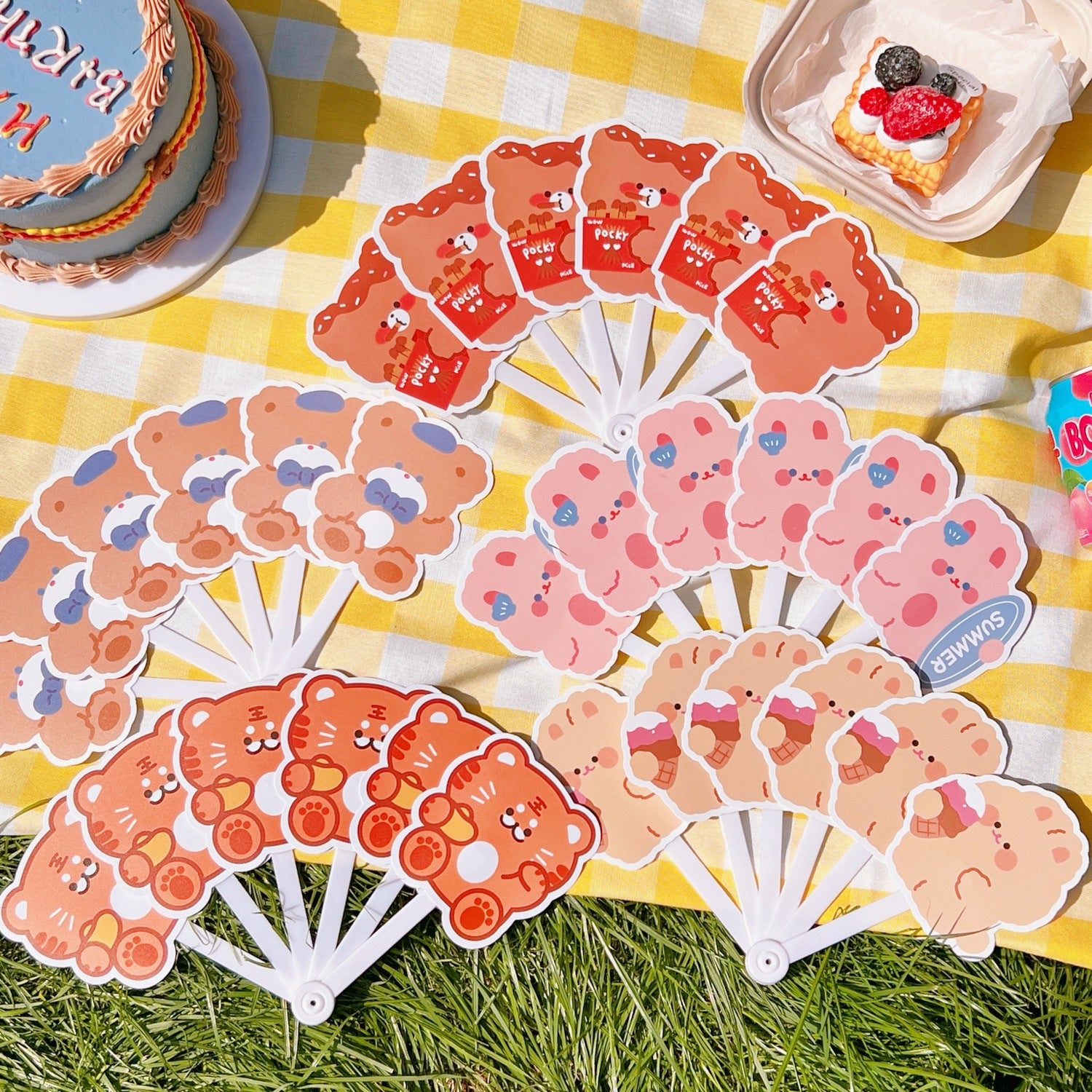 Cartoon Animal Mini Portable Round Folding Fan for Summer Hand Carry