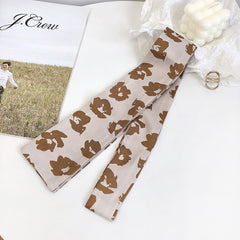 Vintage Print Skinny Silk Hair Ribbon Double Layer Neckerchief