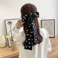 Vintage Print Skinny Silk Hair Ribbon Double Layer Neckerchief