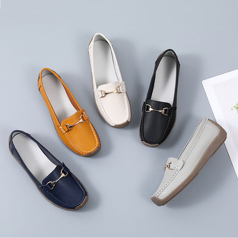 Women's Buckle Decor Flat Soft Sole Slip On Shoes