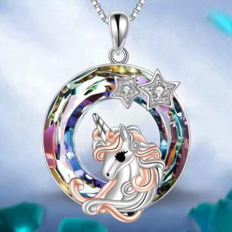 Cartoon Unicorn Pendant Necklace for Kids