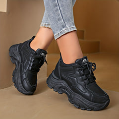 Women's Thick Bottom Sneakers Comfortable Lightweight Lace Up Travel Shoes