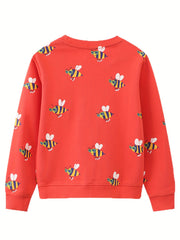 Floral Dinosaur Crew Neck Sweatshirt for Girls
