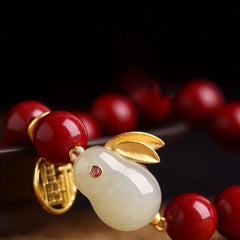 Jade Rabbit Bracelet Zodiac Rabbit Year Lucky Card Beads Hand String