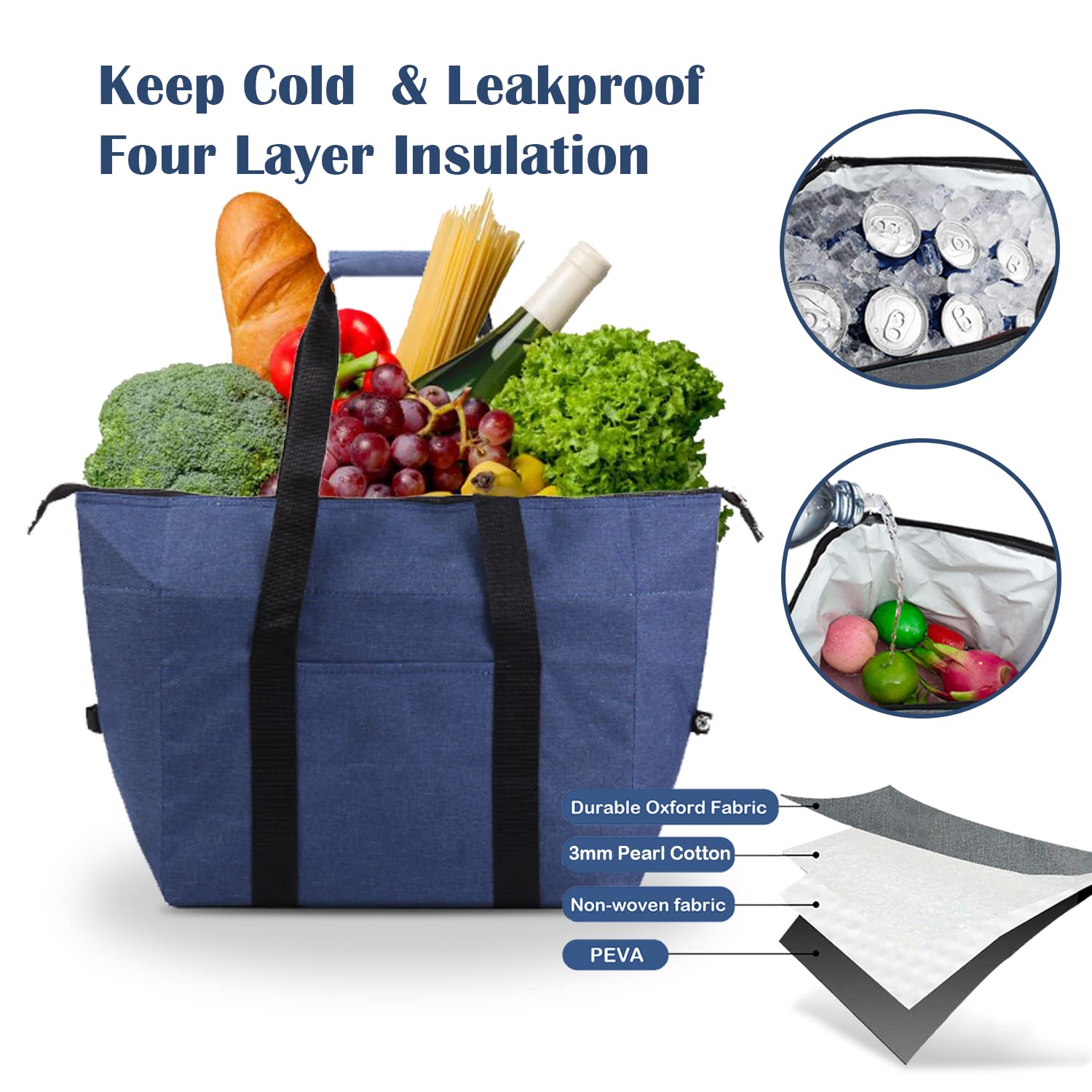 Portable Insulated Cooler Bag for Travel Hiking Beach Picnic BBQ Party