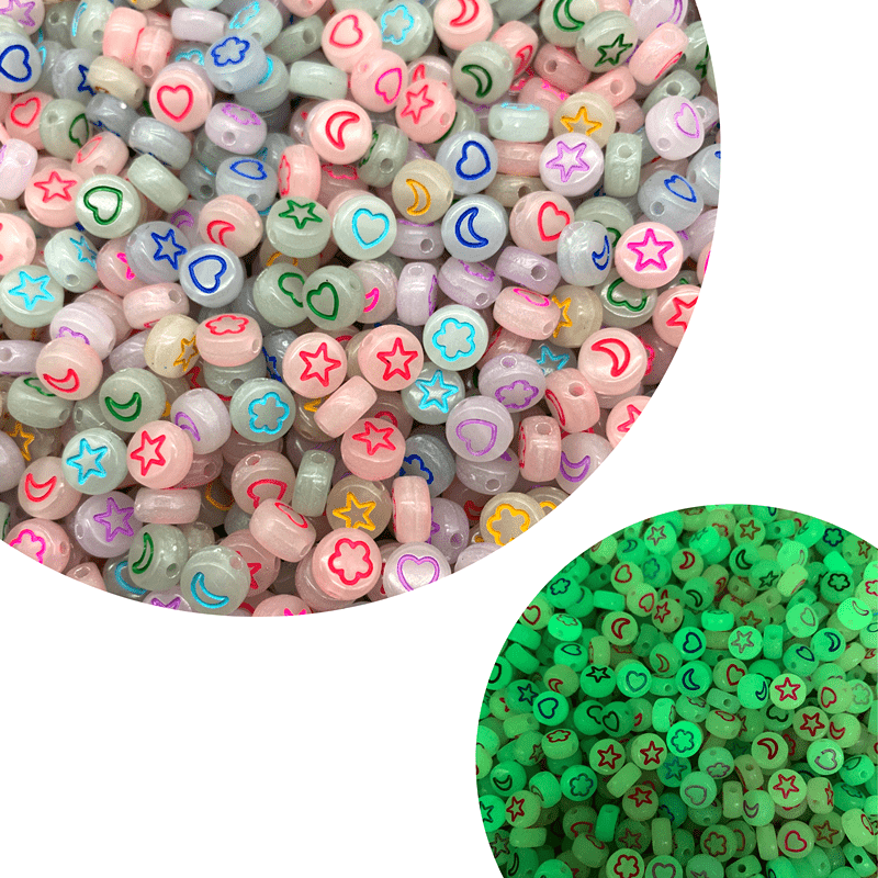 100Pcs 4x7mm Glow In The Dark Acrylic Beads Round Loose Beads DIY Jewelry