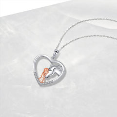 Heart Horse Pendant Necklace for Friends, Boys and Girls