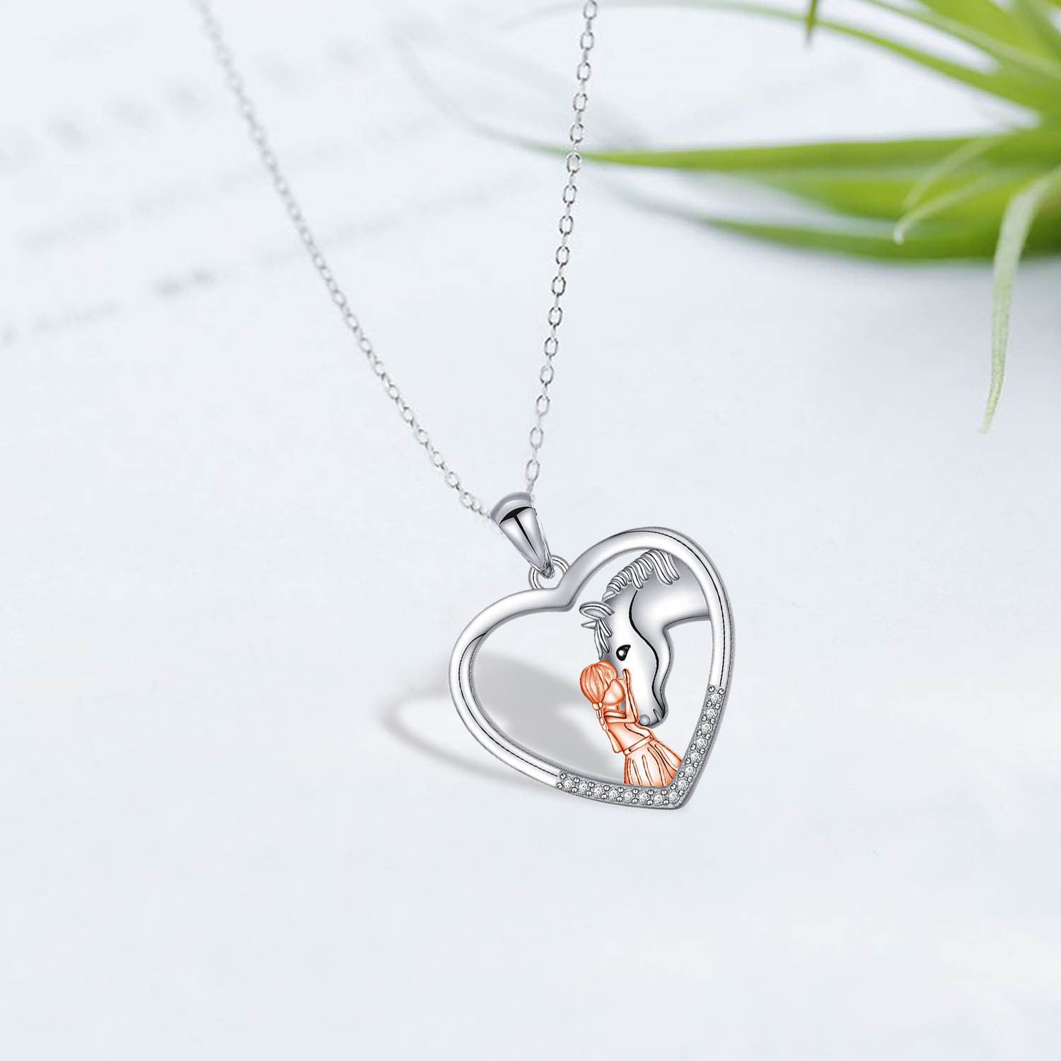 Heart Horse Pendant Necklace for Friends, Boys and Girls