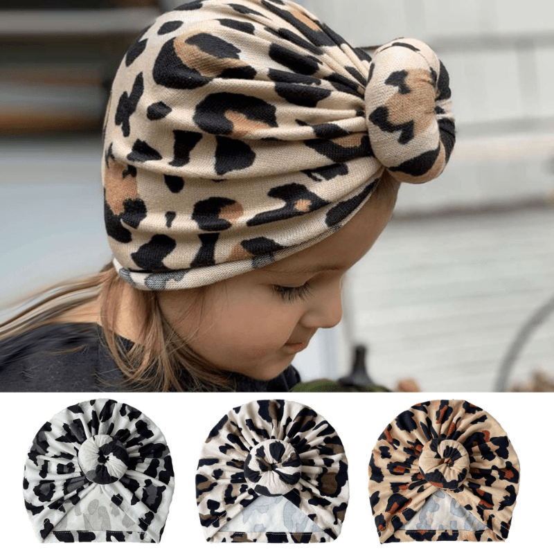 Baby Leopard Print Cap Protective Hat Autumn Winter