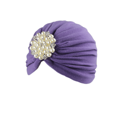 Faux Pearl Flower Turban Cap Women Head Scarf Elastic Head Wraps Bandana