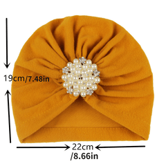 Faux Pearl Flower Turban Cap Women Head Scarf Elastic Head Wraps Bandana