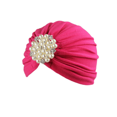 Faux Pearl Flower Turban Cap Women Head Scarf Elastic Head Wraps Bandana