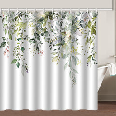 4pcs Green Eucalyptus Shower Curtain & Bathroom Mat Set