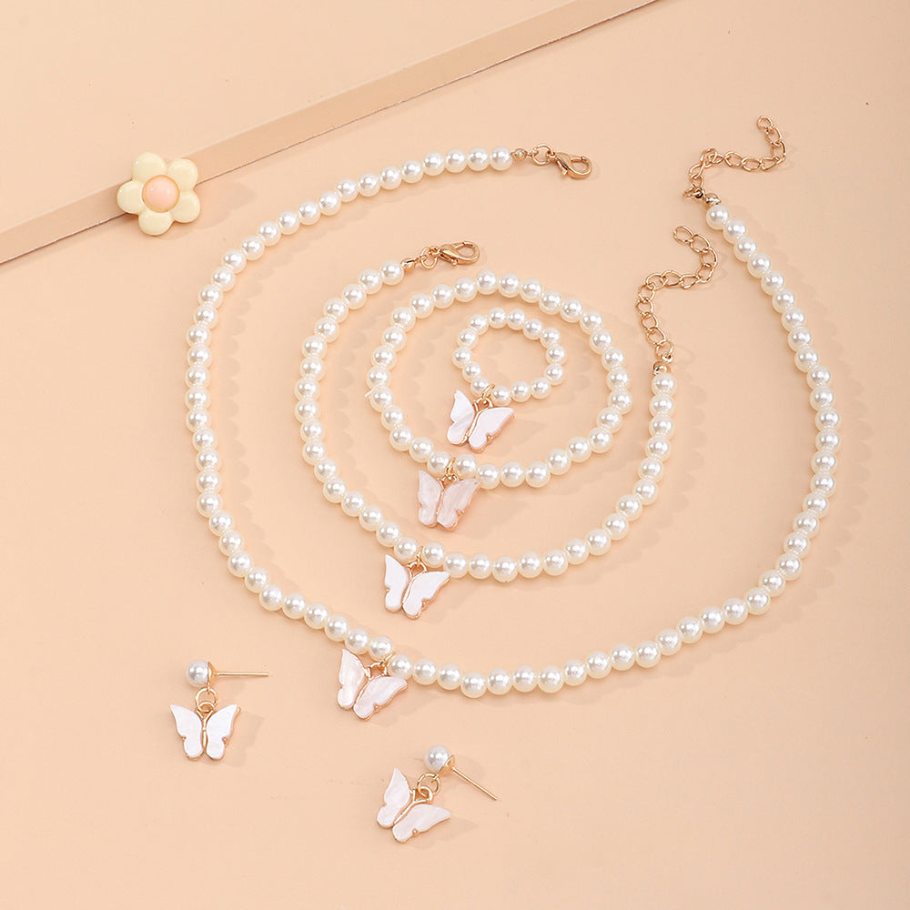 6pcs Girls Butterfly Faux Pearl Accessories Set for Kids