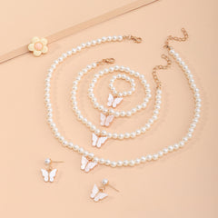 6pcs Girls Butterfly Faux Pearl Accessories Set for Kids