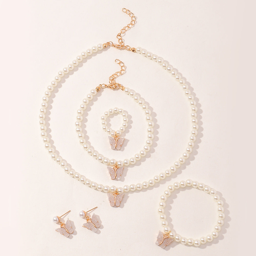 6pcs Girls Butterfly Faux Pearl Accessories Set for Kids