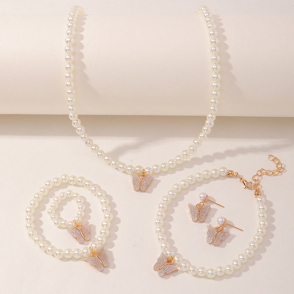 6pcs Girls Butterfly Faux Pearl Accessories Set for Kids