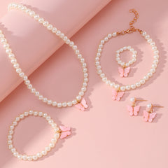 6pcs Girls Butterfly Faux Pearl Accessories Set for Kids