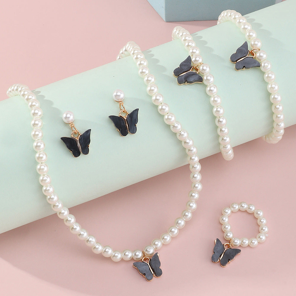 6pcs Girls Butterfly Faux Pearl Accessories Set for Kids