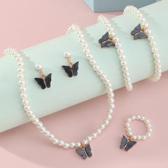 6pcs Girls Butterfly Faux Pearl Accessories Set for Kids