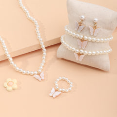 6pcs Girls Butterfly Faux Pearl Accessories Set for Kids