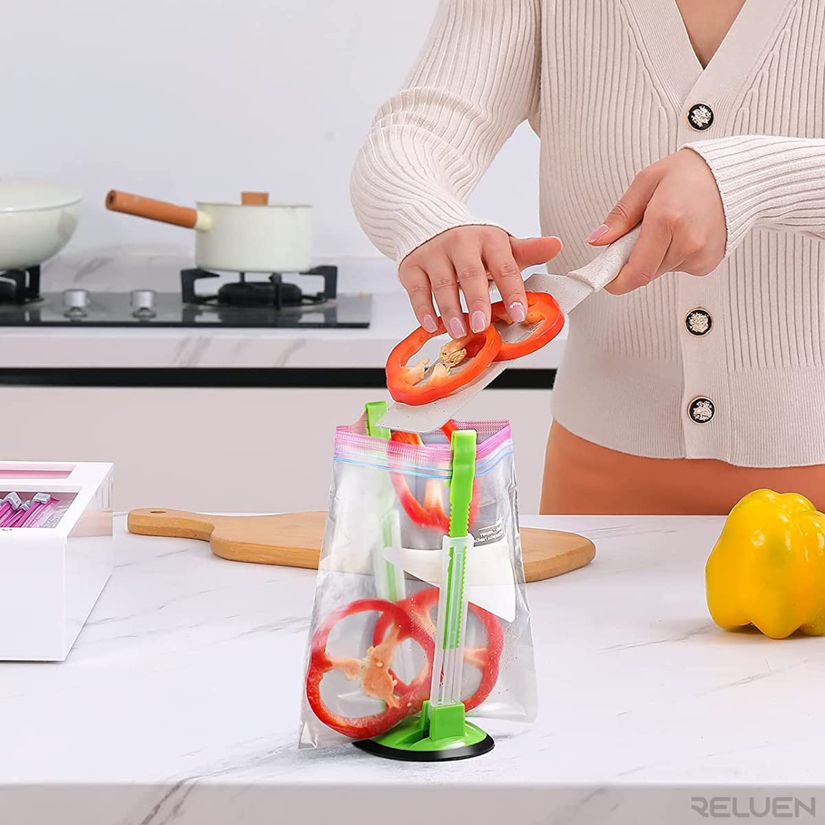 Adjustable Food Bag Holder Non Slip Ziplock Storage Bag Clip