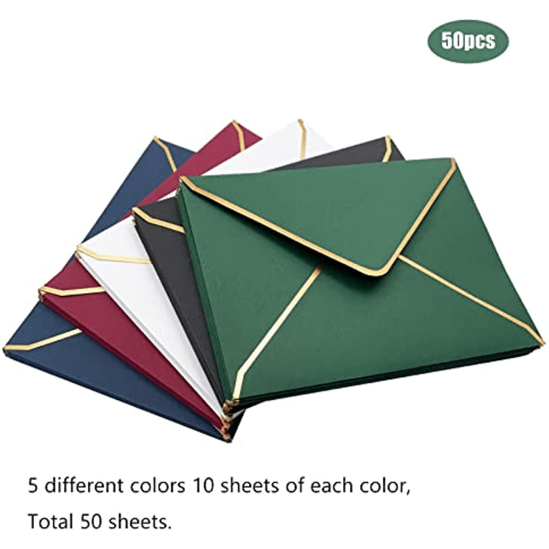 50pcs A7 Invitation Envelopes V Flap Quick Seal with Border