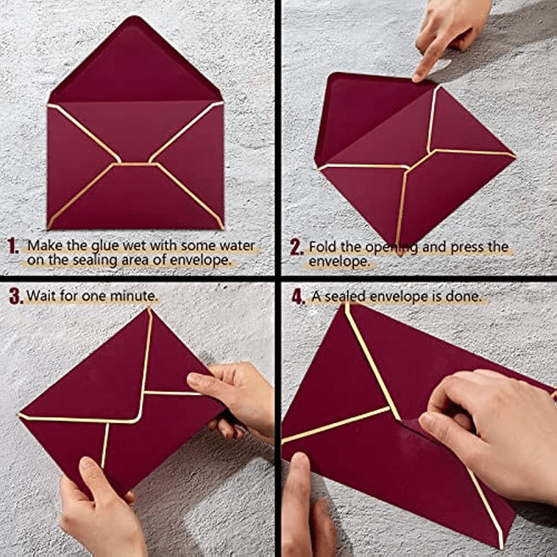 50pcs A7 Invitation Envelopes V Flap Quick Seal with Border