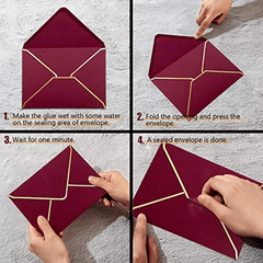 50pcs A7 Invitation Envelopes V Flap Quick Seal with Border