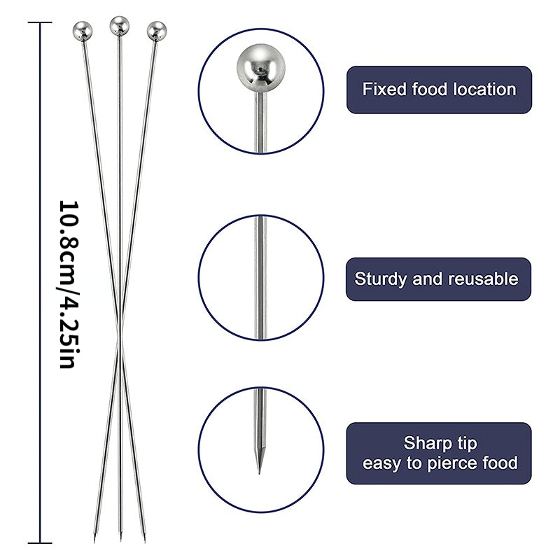5pcs Stainless Steel Wine Stirrers Fruit Forks for Cocktails Bar Barten