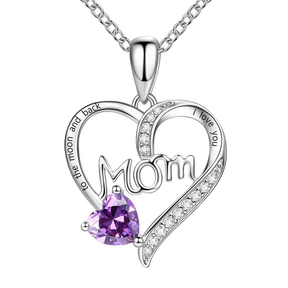 Heart Mom Pendant Necklace Holiday Jewelry Gift